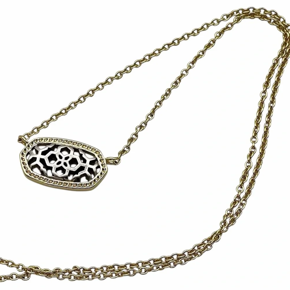 NWT Kendra Scott - Dollie Pendant Necklace - Gold Plated / Rhodium Filigree